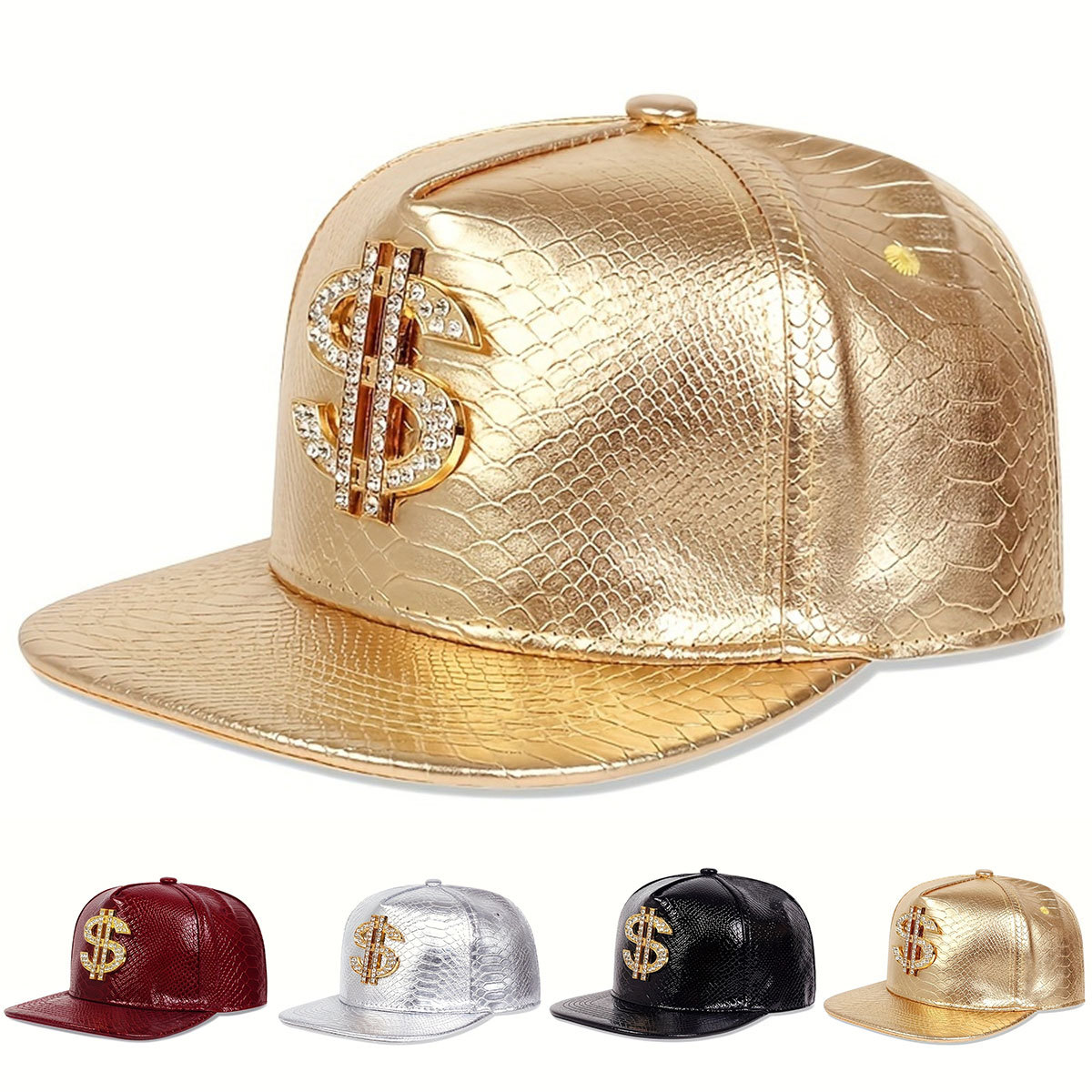 Baseball Cap Structured - Lederen metallic dollar teken baseball cap