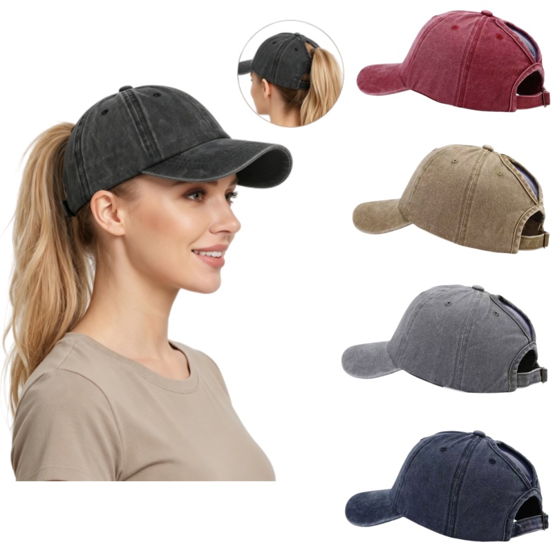 Golf Cap Dad - Gewassen katoenen verstelbare paardenstaart baseballcap, klassieke