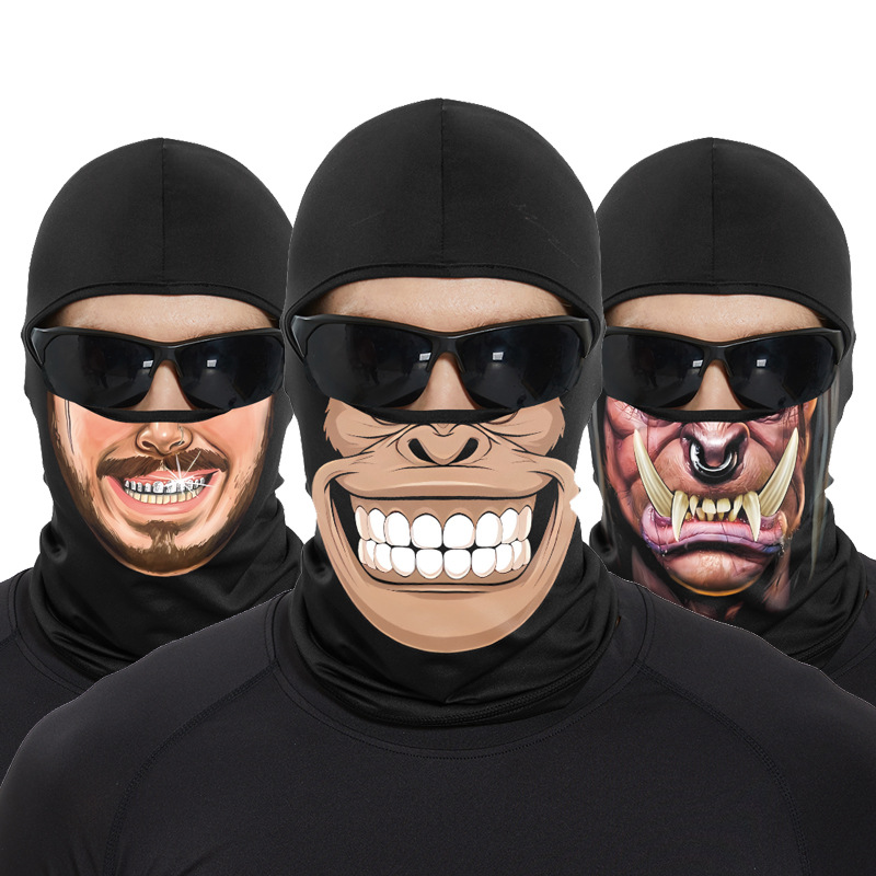 Skull Cap Helmet Liner - Grappige Aap Mond Schedel Bivakmuts Full