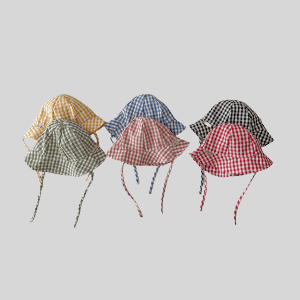 Sun Hat Wide Brim - Ins stijl geruite baby-emmerhoed lente zomer