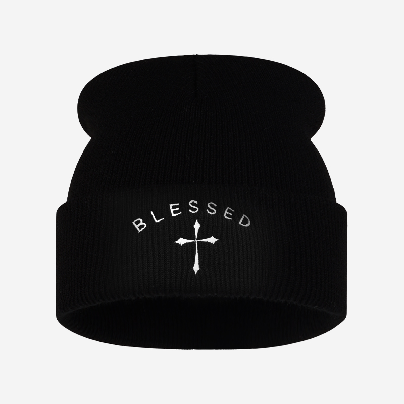 Geborduurde beanie met gezegen - Beanie Cuffed Knit recensie en prijs